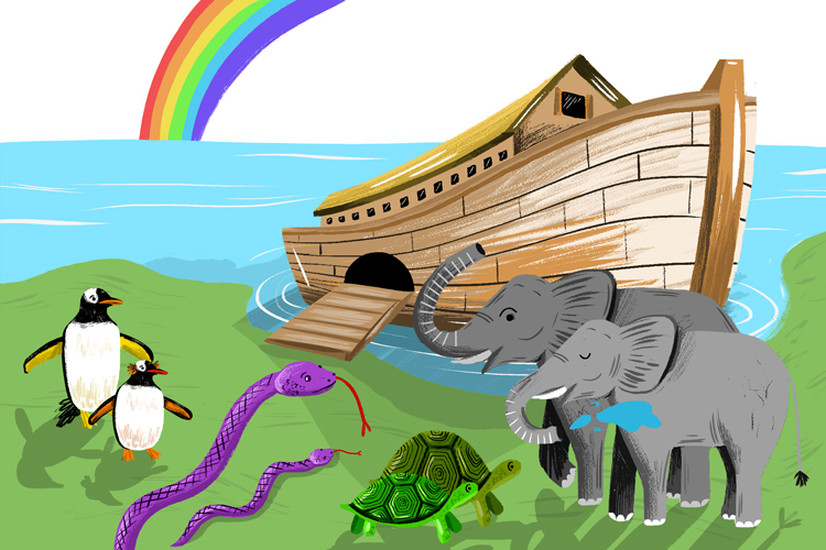 Out of the ark came types (archetype) of animals that are still the typical examples we see today.